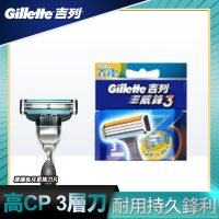 【Gillette 吉列】Blue3威鋒三層刮鬍刀片-3刀頭