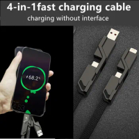 4in1 USB C Lightning Cable 100W PD Fast Charging Data Wire Metal USB Multi Charging Cord For iPhone Samsung Xiaomi Huawei OPPO