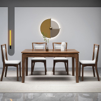 烏金木純實木長方形餐桌北歐現代簡約家用吃飯桌小戶型餐桌椅組合