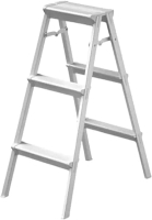 HOUZE HOUZE VIV 3-Tier Bi-Directional Foldable Aluminum Step Ladder (White)