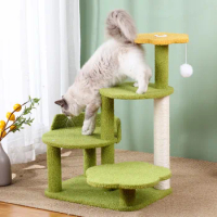 Green Cat Climbing Frame, Four-Layer Sisal Cat Scratching Board, Scratching Post, Cat Nest, Jumping Platform Tree, Pet Toy Suppl