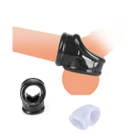 Reusable Male Scrotum Ring TPE Penis Ring Scrotum Squeeze Ring Stretcher Delay Ejaculation Erection Chastity Cage Ball Cockring