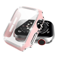 Watch case for Apple watch case 45mm 41mm 44mm 42mm 40mm 38mm Tempered film + diamond Protective shell for iwatch 8 7 6 5 4 3 SE