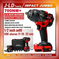 JLD Impact Jumbo 700N.m Torsi Gila Brushless Impact Wrench Baterai Tahan Lama 3-Speed + Anto Stop Bu