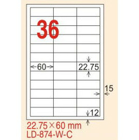【龍德】LD-874-AR-C(直角) 雷射、影印專用標籤-紅銅板 22.75x60mm 20大張/包