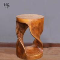 實木圓形旋轉凳門廳藝術換鞋凳餐桌矮凳子木質小板凳原木化妝凳子
