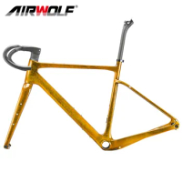 Airwolf T1100 Road Bike Frame 700*45c Carbon Gravel Road Bike Full Carbon Fibre Bicycle 142*12mm Carbon Disc Brake Bike Frame