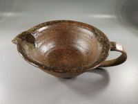 日本 信樂燒 帶把手公道杯 品茗杯 茶杯，散布釉色展現粗糙質