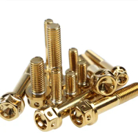 2pcs M8 stainless steel hex burnt titanium "plating" screw outer hexagon cutout screws burn gold motorcycle modified bolt