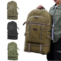 60L กระเป๋าเป้เดินป่า สะพายหลัง กระเป๋าเป้ผ้าใบสะพายไหล่สำหรับเดินทางสำหรับผู้ชายความจุขนาดใหญ่ขยายไ