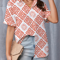 Fashionable Ethnic Style 3d Digital Printing Shirt Outdoor Shopping Summer Shirts Loose Comfortable Leisure Short Sleeve Shirt