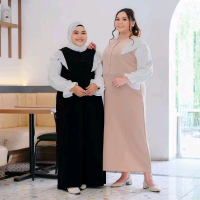 Siselyo Sarah Knit Dress lebaran Size Plus Gamis kondangan Muslim Busui Lengan Panjang Jumbo