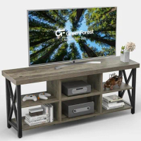 GreenForest TV Stand for TV up to 65 inches Entertainment Center with 6 Storage Cabinet for Living Room, 55 inch Television l