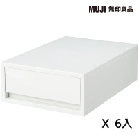 【MUJI 無印良品】●PP盒/淺型/正反疊/白灰(6入組)