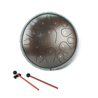 Steel Tongue Drum 13 Inch 15 Notes D Key Percussion Instrument Portable Balmy Drum &amp; Drum Mallets for Meditation Yoga Beginners