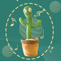 Cute Electric Cactus Toy USB Charging Shake Cactus Talking Plush Toy Lovely Childhood Education Doll Plush Repeat Toy Kids Gift