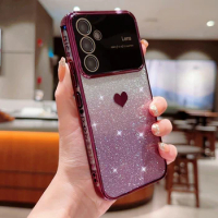 Gradient Love Heart Glitter Phone Case For Samsung Galaxy A54 A53 A52 A14 A13 A23 A24 A52S Silicone Soft TPU Back Cover
