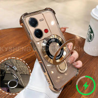 เคสโทรศัพท์สำหรับ VIVO V20/V25/V25e/PRO 5G เคสใหม่พร้อมขาตั้งชาร์จแม่เหล็ก กันกระแทกสี่มุม แบบใสเนื้
