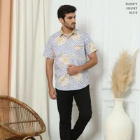 Evercloth Hendy Kemeja Batik Pria Lengan Pendek Hem Batik Cowok Baju Batik Laki-Laki Slim Fit Batik 