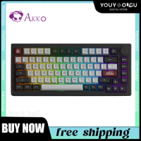 Akko 5075B Plus Wireless Mechanical Keyboard 82keys 3-Modes RGB Backlight Bluetooth Hot-Swap Gasket For Office Gaming Keyboards