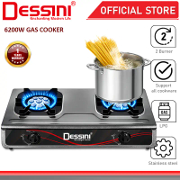 DESSINI ITALY Auto Ignition Gas Cooker Propane LPG Hob 2 Burner Cooktop Tabletop Stainless Steel Sto