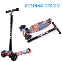 Foldable Scooter for 3-8 Year Kids Lightweight 3 Wheel Scooter Adjustable Height Children Balance Bike Light Flash Scooter Gift