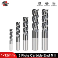 Milling Cutter 3 Flute End Milling Bit 1-12mm Carbide End Mill for Aluminum Cutting CNC Machine Milling Tool Router Bit