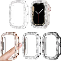 Diamond Case for Apple Watch 7 41mm 45mm 44mm 40mm 42mm 38mm Accessories Bling Bumper Protector Cover IWatch Series 8 9 4 5 6 SE