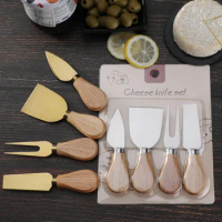 Oak cheese knife set cheese knife and butter knife kraft paper box packaging cheese tool set kitchen utensils