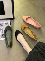Melissa รองเท้าคัสตาร์ดส้นแบนแบบเดียวกับรองเท้าเจลลี่ปากตื้นรองเท้าหนังนิ่มรองเท้าคัสตาร์ดถั่วแบบสวม ~