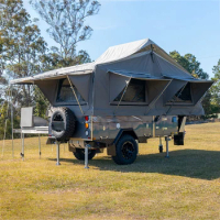 Ecocampor Small Teardrop Camper Trailer with Inside and Top Roof Tent Sleeping Room