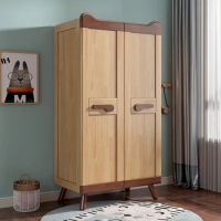 Children's Wardrobe Storage Cabinet Solid Wood Wardrobe Little Closet 2-Door Bedroom Girl wardrobe