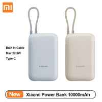 New Xiaomi Built-in-cable Power Bank Pocket Edition P15ZM 10000mAh Max 22.5W Type-C Two-way Fast Charging Portable Powerbank