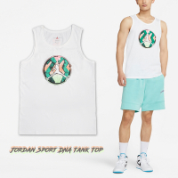 Nike 背心 Jordan Sport DNA 白 綠 男款 喬丹 純棉 坦克背心 休閒 CZ8296-100