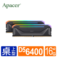 Apacer宇瞻 NOX DDR5 6400 32GB(16Gx2)RGB桌上型超頻電競記憶體【黑】