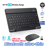 Keyboard Wireless Bluetooth 2.4G Russian/English Keycaps Mouse Combo USB C Receiver For MacBook iPad PC Tablet Rechargeable
