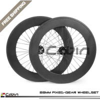 Outlet! Fixed gear full Carbon 88mm Clincher wheels carbon 700C matte or glossy painting fixie track road bicycle wheelset