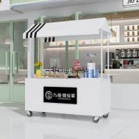 Iron Flower Car Stall Display Rack Snack Night Market Mobile Booth Trolley Outdoor Dedicated
