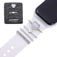 For Apple Watch Band Metal Charms Decorative Ring Diamond Ornament Smart Watch Silicone Strap Accessories For iwatch Bracelet