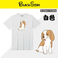BLACKSTAR│文創棉短TEE★浪漫查理士★白色(男女中性款)│情侶裝│萌犬大集合│MIT台灣製造
