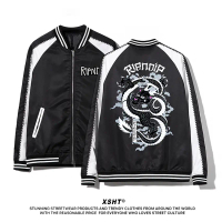 🔥พร้อมส่ง🔥 เสื้อแจ็คเก็ต Ripndip DragonStar Sukajan Varsity Bomber Jacket - Black (สีดำ) by XSHT