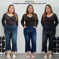 Afareen - Celana Jeans Cutbray Sobek Rawis / Jeans Cutbray Retro Wanita Big Size / Jeans Cutbray Hig