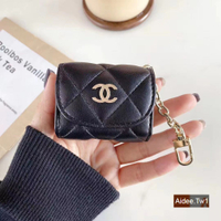 大牌耳機套 奢華潮流CHANEL 香奈兒小羊皮 小香風 適用AirPods1/2 Pro 蘋果無線藍牙耳機皮革保護套