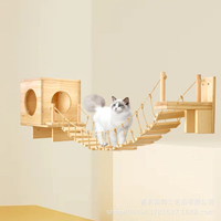 創意新品木製貓爬架家用壁掛木製貓窩貓吊橋貓咪玩耍木製跳颱