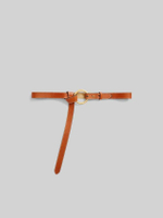 เข็มขัดผู้หญิง-O-Ring Vachetta Leather Belt-สีน้ำตาล