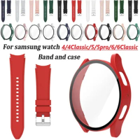 Strap+Case for Samsung Galaxy Watch 4/5/6 40mm 44mm PC Bumper for Galaxy Watch 4/6 Classic 42mm 46mm 43mm 47mm Protective Cover