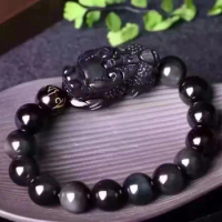 Bracelets Jewelry Rainbow Obsidian Luck Feng Shui Black Pixiu Wealth Unisex