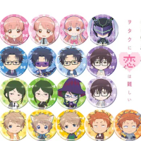 58MM Anime Wotakoi: Love is Hard for Otaku Hirotaka Narumi Badge Iron Metal Brooch Round Pins Icons