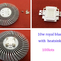 100pcs/lots 10w watt Royal Blue 445-450nm led COB Bridgelux led emitter diodes with 10w led heatsink for Diy