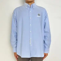 Kemeja AAPE NOW EMBROIDERY PATCH BLACK BLUE LONG SHIRT 100% ORIGINAL L
